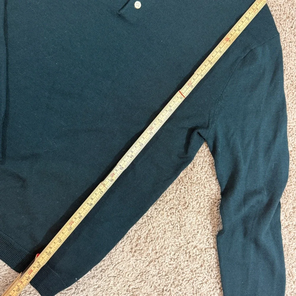 J.Crew Polo Sweater Mens Small Teal Green Excellent 100% Italian Wool G8236